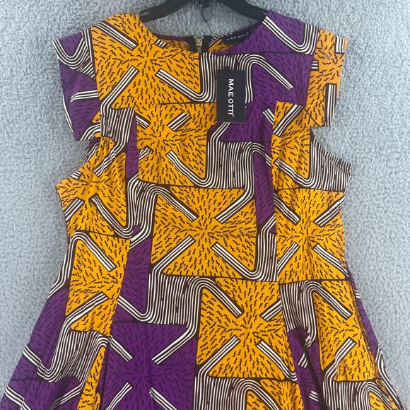 Mae Otti Flowy Flare Womens Dress Colorful 2XL Cotton Art Abstract - Picture 15 of 16